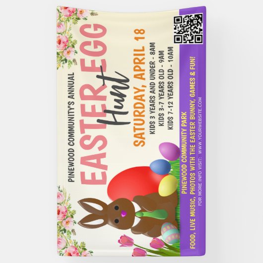 イースターエッグ狩りバナーとqrコード 横断幕 (縦)