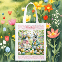イースターエッグ狩りバニーウサギ追加ガールズネームバッグ