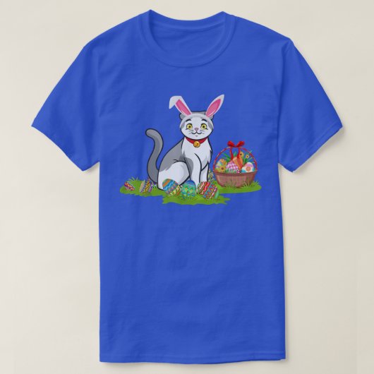 イースターエッグ狩りバニースコティッシュフォールドキャットイースター Tシャツ (デザイン正面)