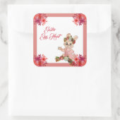 イースターエッグ狩りバニーフローラクラウンバラ水彩 スクエアシール (バッグ)