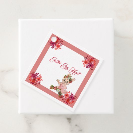 イースターエッグ狩りバニーフローラクラウンバラ水彩 フェイバータグ (インサイチュ)