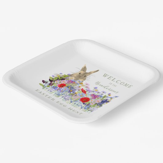 イースターエッグ狩りバニーフローラ ペーパープレート (傾斜あり)