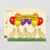 イースターエッグ狩りバルーンズダックリングズ招待状 インビテーションポストカード (正面/裏面)