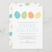 イースターエッグ狩りパーティの招待状ブルー 招待状 (正面/裏面)
