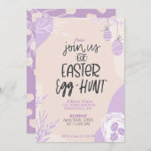 イースターエッグ狩りパーティの招待状編集可能テンプレート 招待状 (正面/裏面)
