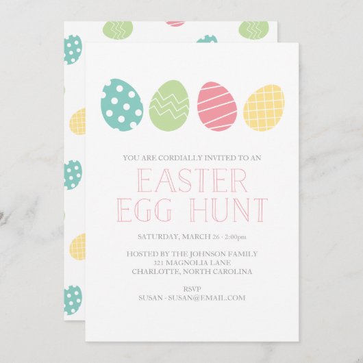 イースターエッグ狩りパーティの招待状 招待状 (正面/裏面)