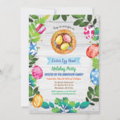 イースターエッグ狩りパーティの招待状。水彩イベント 招待状 (正面)
