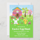 イースターエッグ狩りパーティーバニーアンドシック 招待状 (正面)