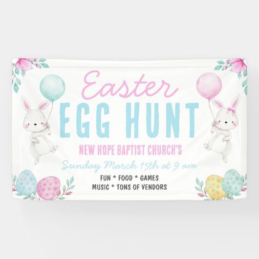 イースターエッグ狩りビニールロードバナー 横断幕 (横)