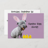 イースターエッグ狩りピットブル子犬招待状 招待状 (正面/裏面)