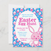 イースターエッグ狩りピンクブルーバニー招待状 招待状 (正面)