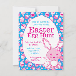 イースターエッグ狩りピンクブルーバニー招待状 招待状