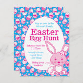 イースターエッグ狩りピンクブルーバニー招待状 招待状 (正面/裏面)