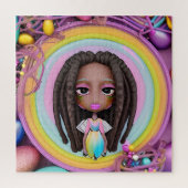 イースターエッグ狩りブラックガール魔法メラニンガール ジグソーパズル (縦)