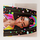 イースターエッグ狩りブラックガール魔法メラニンガール ジグソーパズル (横)