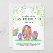 イースターエッグ狩りブランチかわいい水色 招待状 (正面)