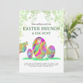 イースターエッグ狩りブランチかわいい水色 招待状 (スタンド正面)
