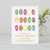 イースターエッグ狩りブランチ水カラーモダン金ゴールド 箔招待状 (立ち正面)