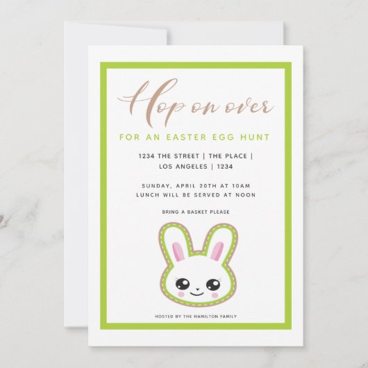 イースターエッグ狩りホップオンバニーパーソナライズされた 招待状 (正面)