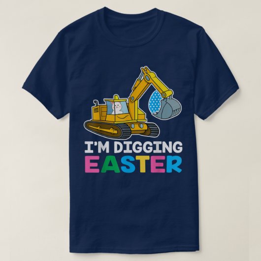 イースターエッグ狩りボーイキッズおもしろい幼児Eを掘る Tシャツ (デザイン正面)