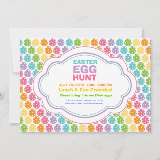 イースターエッグ狩りレインボー招待状 招待状 (正面)