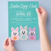 イースターエッグ狩り広告 – かわいいバニーウサギ チラシ (手)