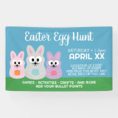 イースターエッグ狩り広告 – かわいいバニーウサギ 横断幕 (横)