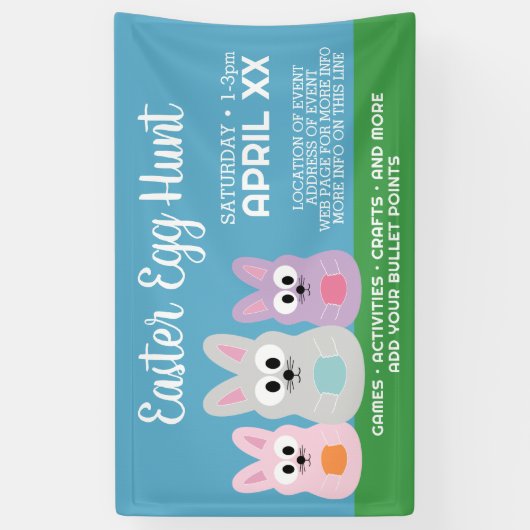 イースターエッグ狩り広告 – かわいいバニーウサギ 横断幕 (縦)