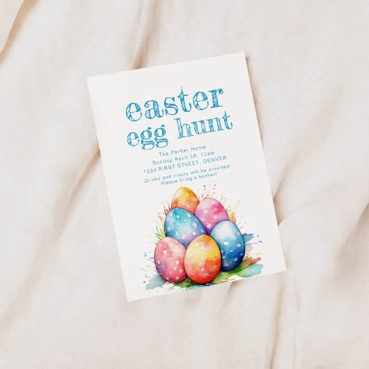 イースターエッグ狩り招待状とバスケット 招待状