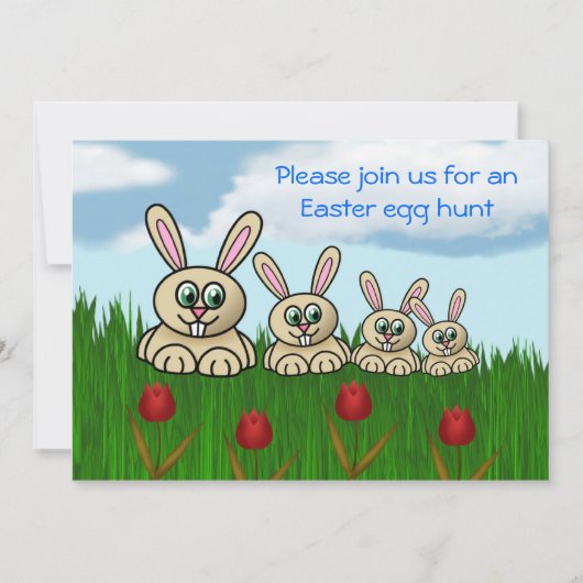 イースターエッグ狩り招待状イースターおもしろいイースターバニー 招待状 (正面)