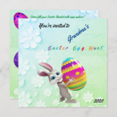 イースターエッグ狩り招待状フラットホリデーカード シーズンカード (正面/裏面)