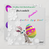 イースターエッグ狩り招待状フラットホリデーカード シーズンカード (正面/裏面)