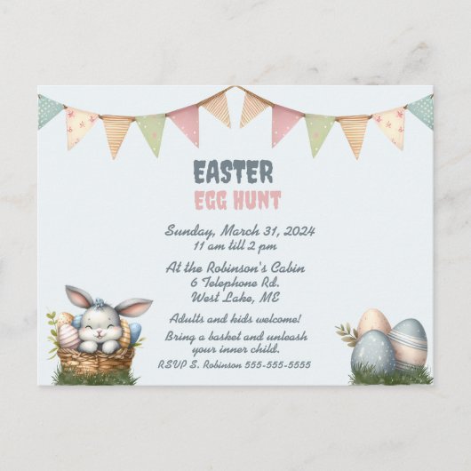 イースターエッグ狩り招待状 インビテーションポストカード (正面)