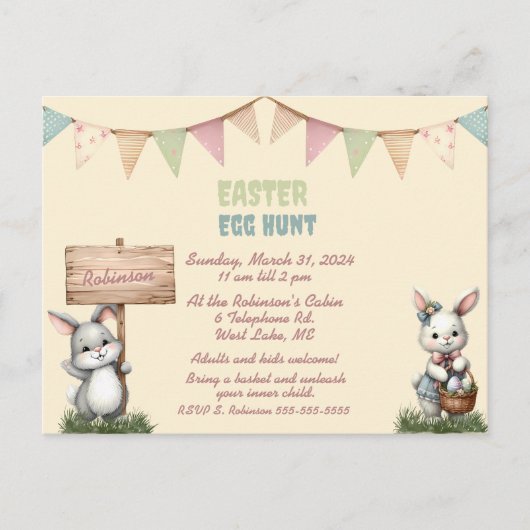 イースターエッグ狩り招待状 インビテーションポストカード (正面)