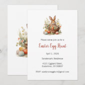 イースターエッグ狩り招待状、イースターパーティー 招待状 (正面/裏面)