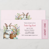 イースターエッグ狩り招待状、イースターパーティー 招待状 (正面/裏面)