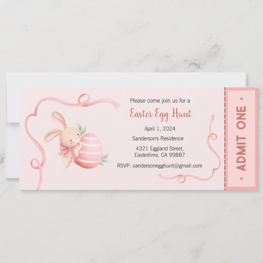 イースターエッグ狩り招待状、イースターパーティー 招待状 (正面)