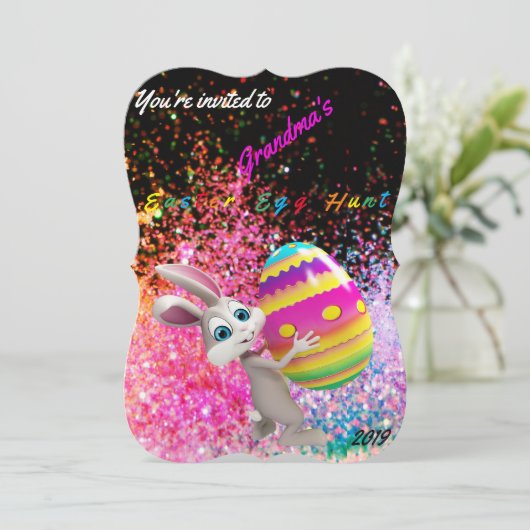 イースターエッグ狩り招待状 – パーソナライズ名/年 招待状 (スタンド正面)