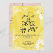 イースターエッグ狩り春パーティの招待状テンプレート 招待状 (正面/裏面)