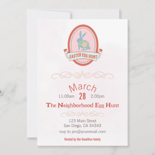 イースターエッグ狩り春パーティの招待状 招待状 (正面)