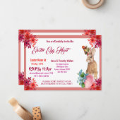 イースターエッグ狩り水カラーフローラバニー招待状 ノートカード (正面/裏面インサイチュ)