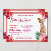 イースターエッグ狩り水カラーフローラバニー招待状 ノートカード (正面/裏面)