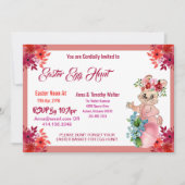 イースターエッグ狩り水彩フローラバニーキッド招待状 ノートカード (正面)