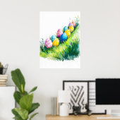 イースターエッグ狩り水彩 ポスター (ホームオフィス)