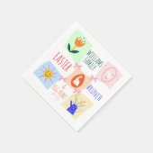 イースターエッグ狩り波状チェッカーボードバニーブランチ スタンダードカクテルナプキン (角)