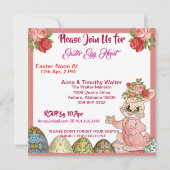 イースターエッグ狩り素朴バラバニーキッド招待状 ノートカード (正面)