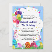 イースターエッグ狩り誕生パーティーブルー 招待状 (正面)