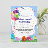 イースターエッグ狩り誕生パーティーブルー 招待状 (スタンド正面)