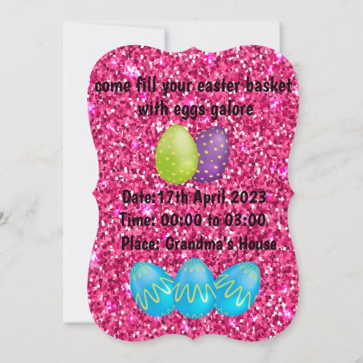 イースターエッグ狩り、おばあちゃんおもしろいハウスギフト 招待状 (裏面)