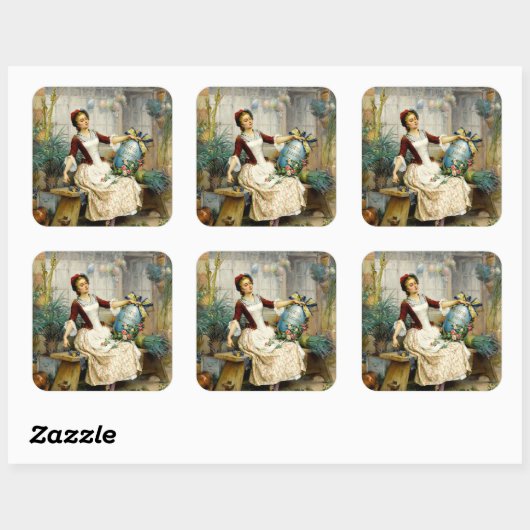 イースターエッグ素晴らしアートヴィンテージ絵画ズ スクエアシール (シート)